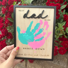 Hands Down Best Dad Ever 2-Layered Wooden Plaque With Stand Personalized Gift