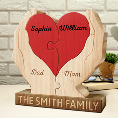 Together Forever Family Hands - Gift For Parents, Father, Mother - Personalized Custom Shaped Wooden Puzzle
