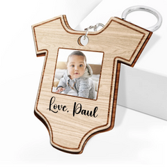 Custom Photo Thanks For Wiping - Gift For New Father - Personalized Wooden Keychain