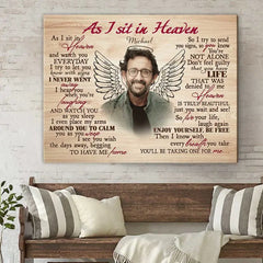 As I Sit In Heaven Personalized Poster Print, Memorial Gift For Loss Of Dad, Loss of Father Gift