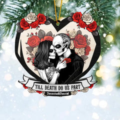 Til Death Do Us Part Couple Skull - Personalized Custom Shaped Wood Ornament