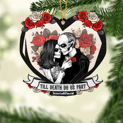 Til Death Do Us Part Couple Skull - Personalized Custom Shaped Wood Ornament