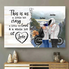 This Is Us A Little Bit Crazy Personalized Poster Print, Sport Biker Couple Gift