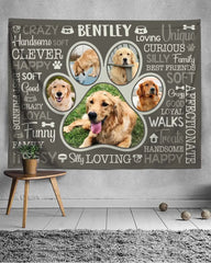 Custom Paw Print Photo Collage Blanket, Personalized Pet Photo Gifts, Picture Of Your Dog Gifts