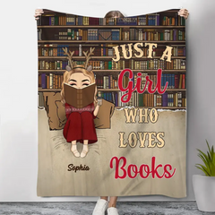 Reading Chibi Just A Girl Who Loves Books - Couverture polaire personnalisée 