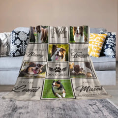 Couverture commémorative personnalisée pour chien avec photo - Cadeau de sympathie pour animaux de compagnie 