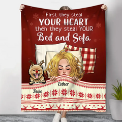 Christmas Gift for Dog Lovers, Personalized Dog Fleece Blanket I Just Want To Cuddle My Dog