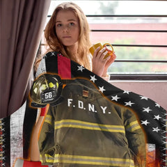 Firefighter Us Flag Armor And Name Custom Blanket Gift For Firefighter Fireman