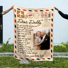 Dear Daddy Letter Blanket From Daughter, Father’s Day Gift From Daughter, Personalised Photo Presents For Dad