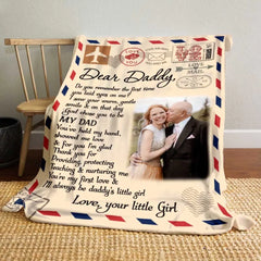 Dear Daddy Letter Blanket From Daughter, Father’s Day Gift From Daughter, Personalised Photo Presents For Dad