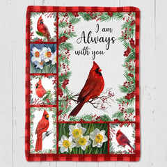 Cardinals Always With You Holly Branch Personalized Fleece Blanket