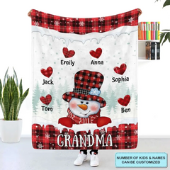 Christmas Snowman Nana - Personalized Custom Blanket - Christmas Gift For Grandma, Mom, Family Members - 50% OFF