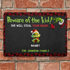 Attention aux enfants, cadeau pour la famille, monstre vert pour les enfants – panneau métallique personnalisé