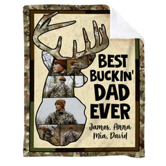 Best Buckin’ Dad Ever Personalized Blanket, Father’s Day Gifts For Hunting Dads, Deer Hunting Dad Gift