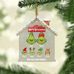 Joyeux Grinchmas 2023 - Cadeaux de Noël personnalisés Ornement acrylique personnalisé pour la famille