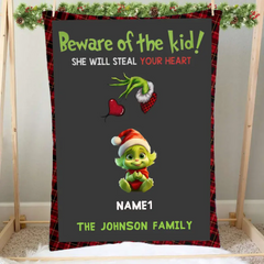 Beware the Child, Gift for the Family, Green Monster Kids - Personalized Custom Blanket, Christmas