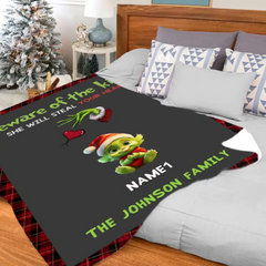 Beware the Child, Gift for the Family, Green Monster Kids - Personalized Custom Blanket, Christmas