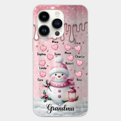 Étui de téléphone personnalisé bonhomme de neige grand-mère - Idée cadeau de Noël pour grand-mère - Jusqu'à 10 enfants - Étui pour iPhone/Samsung/GooglePixel - Grand-mère