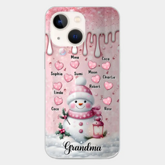 Custom Personalized Snowman Grandma Phone Case - Christmas Gift Idea For Grandma - Up to 10 Kids - Case For iPhone/Samsung/GooglePixel - Grandma