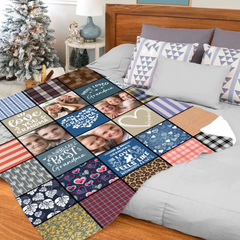 Personalized Upload Your Grandma Aunt Nana Mommy Photos Love You Quilt Blanket Printed