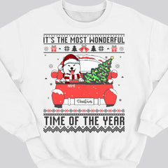Custom Dog Ugly Christmas Sweater, Its The Most Wonderful Time Of The Year Sweatshirt, Personalized Dog Sweatshirt, Christmas Dog Sweatshirt