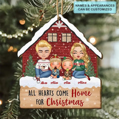 All Hearts Come Home For Christmas - Ornement en bois personnalisé personnalisé - Cadeau de Noël pour couple, femme, mari, membres de la famille