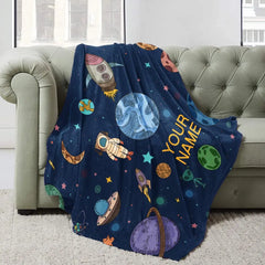 Couverture personnalisée pour bébé fusée spatiale couverture d'astronaute Alien conception personnalisée couverture de nom de bébé pour tout-petits enfants filles garçon 
