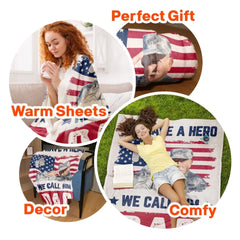 We Have A Hero We Call Him Dad Veterans Day - Personalized Photo Blanket