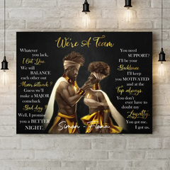 Custom Personalized Black Couple Canvas - Gift Idea For Couple/ Mother's Day Gift For Wife From Husband - We're A Team