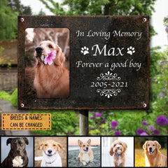 In Loving Memory Metal Memorial Yard Sign, Pet Loss Gifts, Forever A Good Boy Pet Memorial Signs