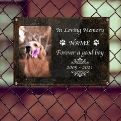 In Loving Memory Metal Memorial Yard Sign, Pet Loss Gifts, Forever A Good Boy Pet Memorial Signs