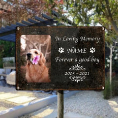 Panneau commémoratif en métal In Loving Memory, cadeaux de perte d'animaux de compagnie, signes commémoratifs pour animaux de compagnie Forever A Good Boy