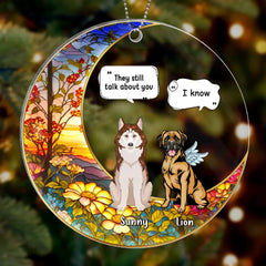 Ornement acrylique personnalisé pour chien commémoratif - Jusqu’à 4 chiens - Idée de cadeau commémoratif pour les amoureux des chiens