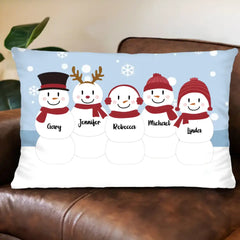Personalised Family Snowman Cushion Throw Pillow Cover with Names Christmas Thanksgiving Day Decor for Home Farmhouse Sofa Couch