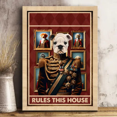 Funny Upload Photos Cats and Dogs Pets Rule the House Personalized Framed Canvas, Poster Print