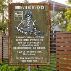 Invités non invités Cette propriété est protégée par un panneau en métal personnalisé pour vétéran