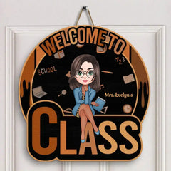 Panneau de porte personnalisé personnalisé - Journée de l’enseignant, cadeau d’appréciation pour l’enseignant - Bienvenue dans la salle de classe de l’enseignant