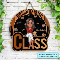 Panneau de porte personnalisé personnalisé - Journée de l’enseignant, cadeau d’appréciation pour l’enseignant - Bienvenue dans la salle de classe de l’enseignant