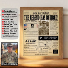 Personalized Upload Your Photo US Veteran Retirement Gift Poster Printed