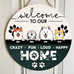 Pawzity Welcome Door Signs, Gifts For Pet Lovers, Welcome To Our Zoo Custom Wooden Signs
