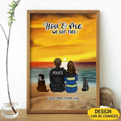 I Love You to the Moon and Back, Couple with Dog/Cat - Personalized Gifts Custom Poster for Couples, Nurse Gifts, Police Officer Gifts