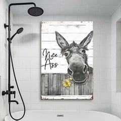 Funny Bathing Donkey Canvas Wall Art Animal Picture Bathroom Decoration Painting