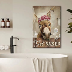 Funny Bathing Donkey Canvas Wall Art Animal Picture Bathroom Decoration Painting