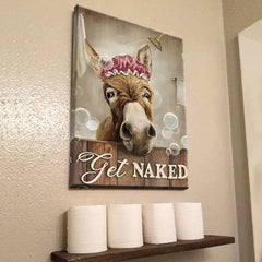 Toile d'âne de bain drôle, tableau mural d'art Animal, peinture de décoration de salle de bains