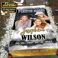 Custom Photo Forever In Our Hearts Memorial Grave Blanket