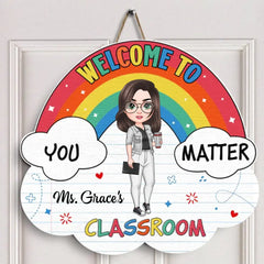 Bienvenue dans la classe Rainbow - Panneau de porte personnalisé - Fête de l’enseignant, cadeau d’appréciation pour l’enseignant
