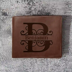Minimalist Monogram Vintage Style - Personalized Leather Wallet
