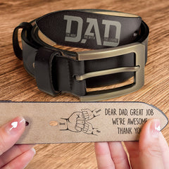 Dad The Man The Myth The Legend Great Job We're Awesome - Personalized Engraved Leather Belt