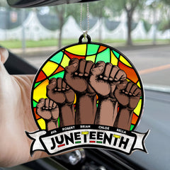 Family Juneteenth Flag - Personalized Car Ornament