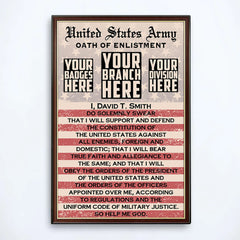 US Military Oath Of Enlistment Custom Poster Canvas Gift For Military Veteran